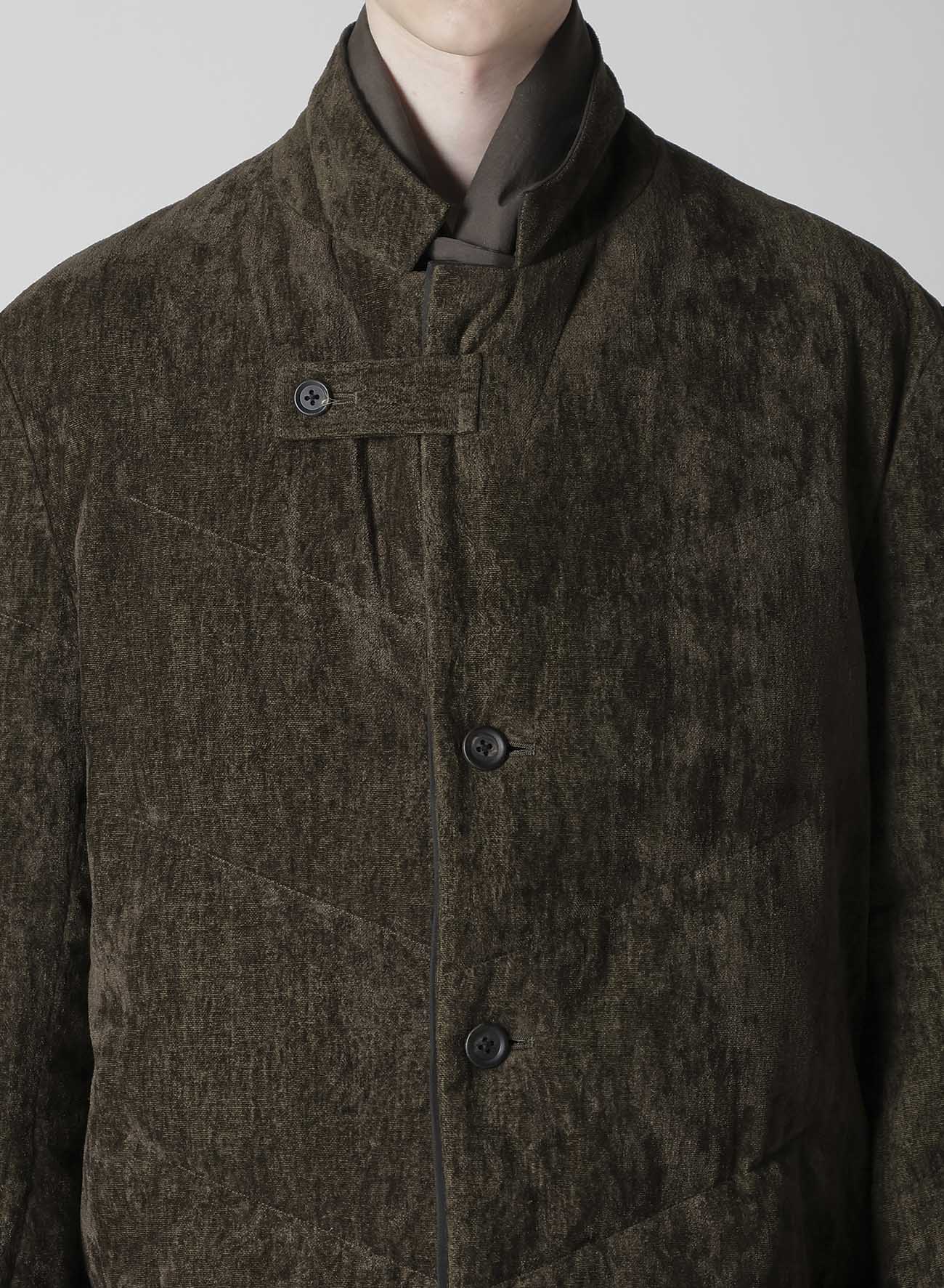 LINEN VELVET 3 BUTTONS DIAGONAL PADDED LONG JACKET