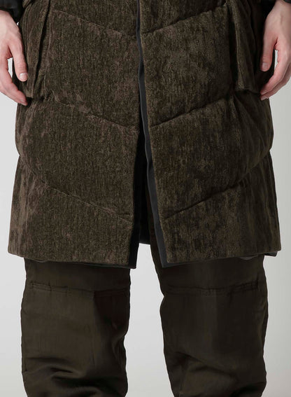 LINEN VELVET 3 BUTTONS DIAGONAL PADDED LONG JACKET