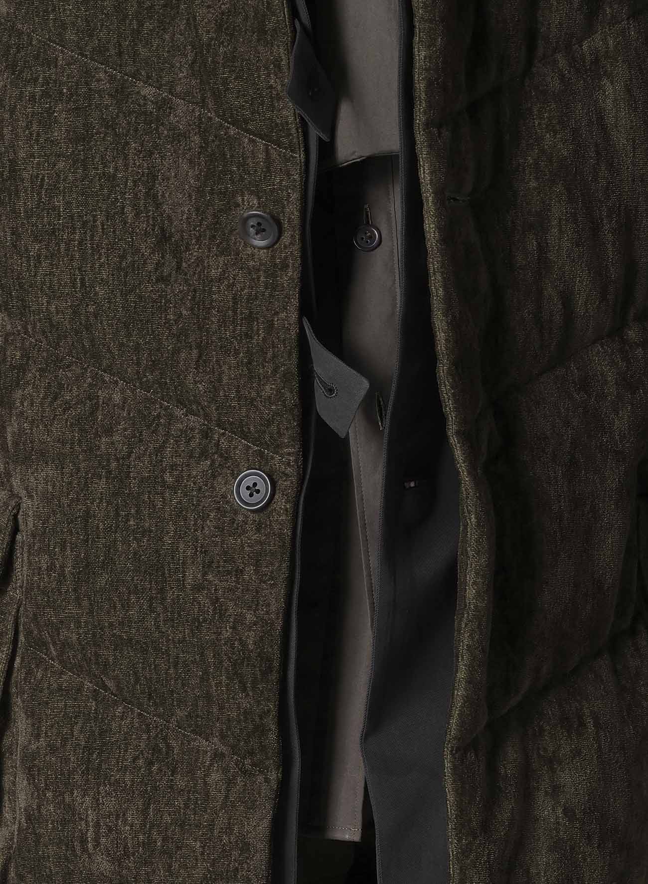 LINEN VELVET 3 BUTTONS DIAGONAL PADDED LONG JACKET