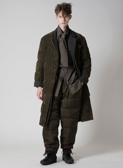 LINEN VELVET 3 BUTTONS DIAGONAL PADDED LONG JACKET
