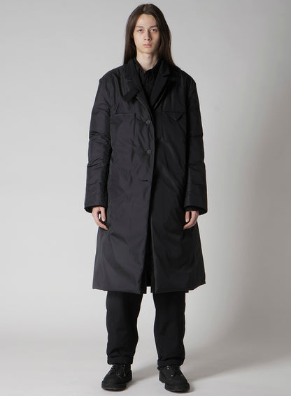 WOOL GABARDINE 3BUTTONS DIAGONAL PADDED LONG JACKET