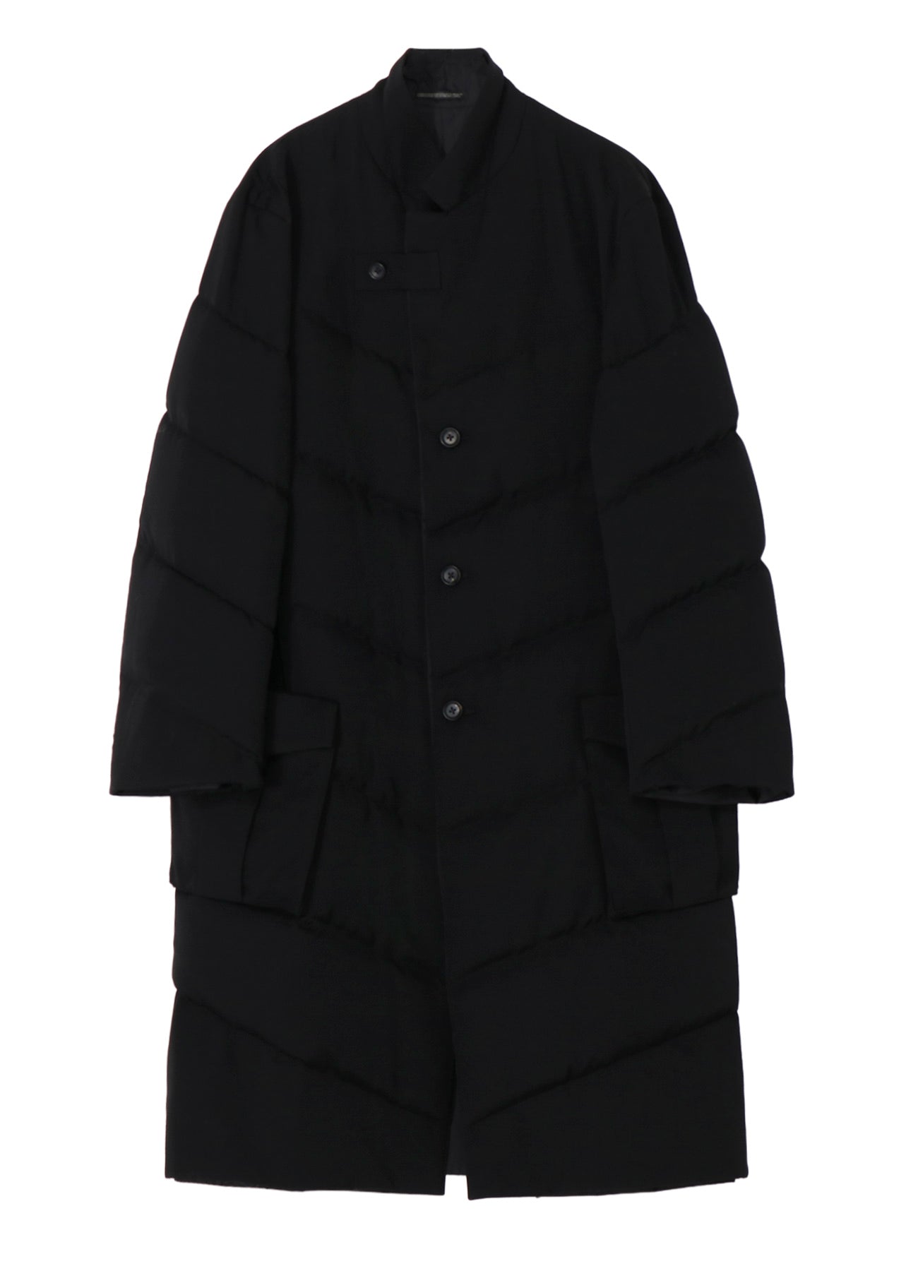 WOOL GABARDINE 3BUTTONS DIAGONAL PADDED LONG JACKET