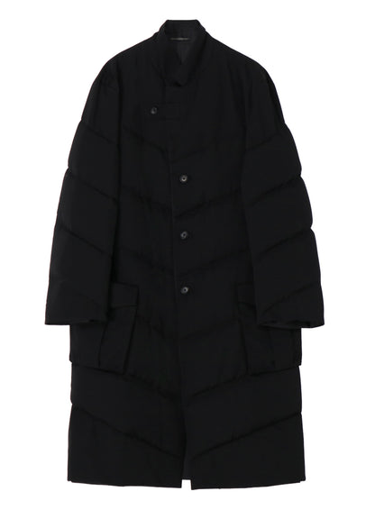 WOOL GABARDINE 3BUTTONS DIAGONAL PADDED LONG JACKET