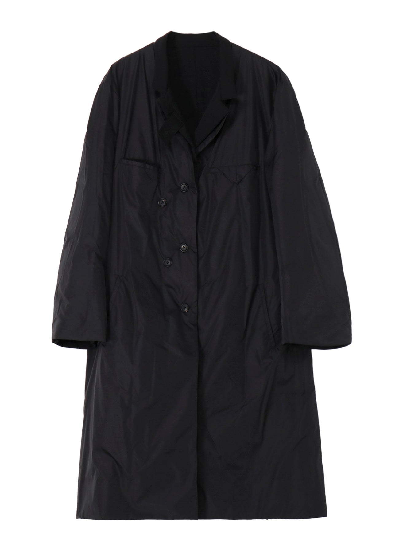 WOOL GABARDINE 3BUTTONS DIAGONAL PADDED LONG JACKET