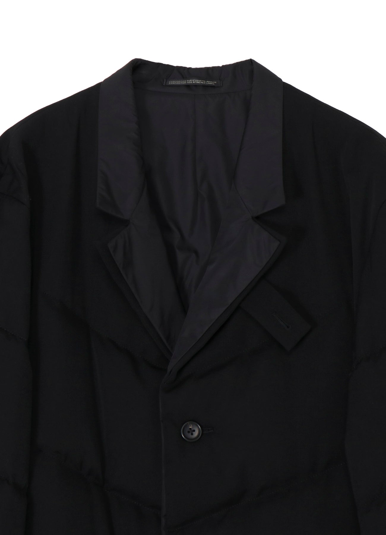 WOOL GABARDINE 3BUTTONS DIAGONAL PADDED LONG JACKET