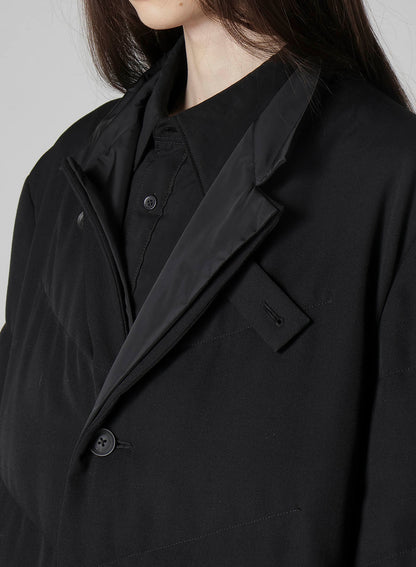 WOOL GABARDINE 3BUTTONS DIAGONAL PADDED LONG JACKET