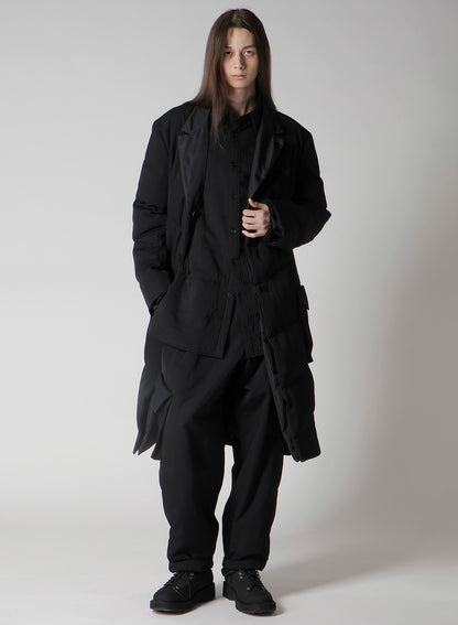 WOOL GABARDINE 3BUTTONS DIAGONAL PADDED LONG JACKET