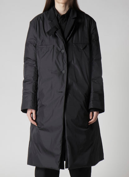 WOOL GABARDINE 3BUTTONS DIAGONAL PADDED LONG JACKET