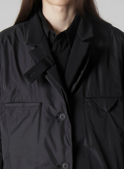 WOOL GABARDINE 3BUTTONS DIAGONAL PADDED LONG JACKET