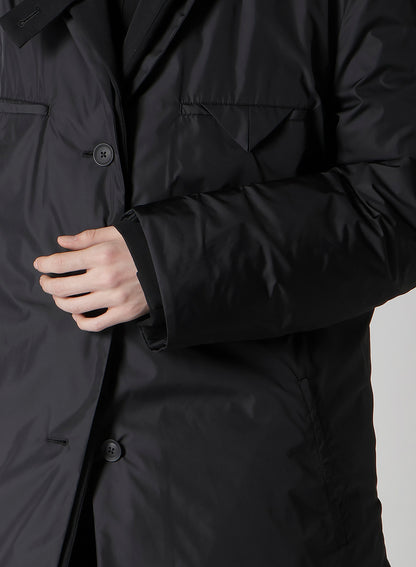 WOOL GABARDINE 3BUTTONS DIAGONAL PADDED LONG JACKET