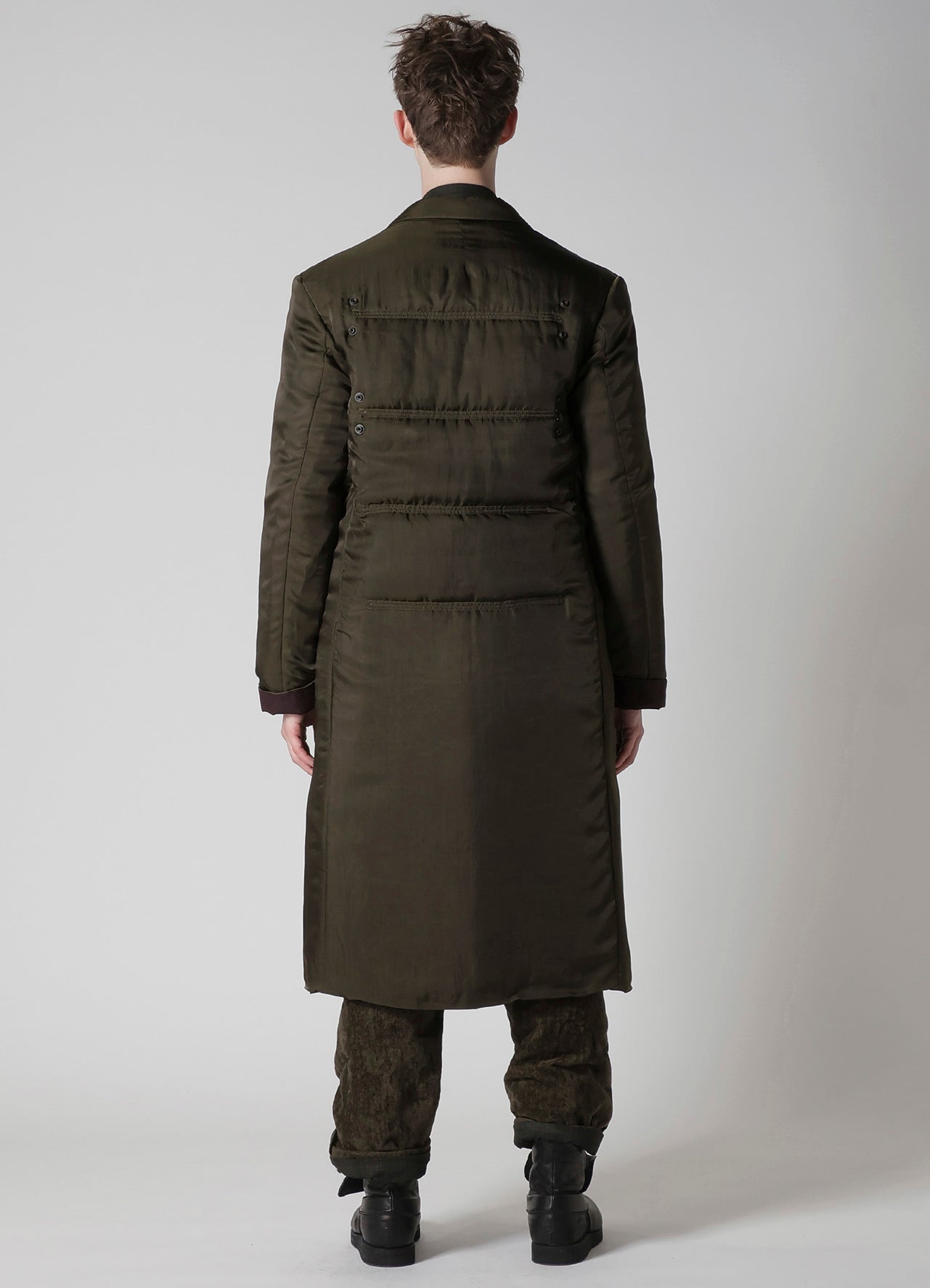 KHAKI CU TWILL 2 BUTTONS PADDED LONG JACKET