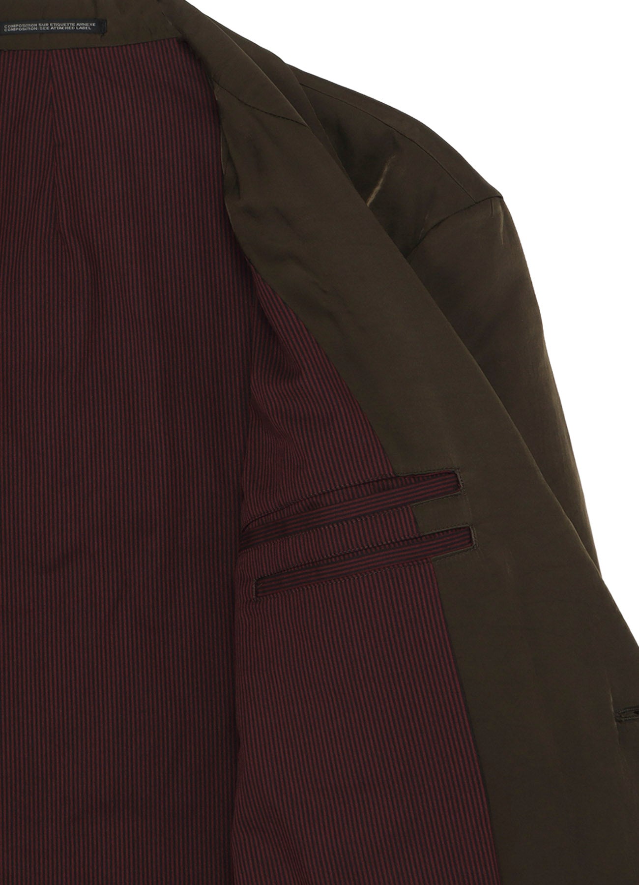 KHAKI CU TWILL 2 BUTTONS PADDED LONG JACKET