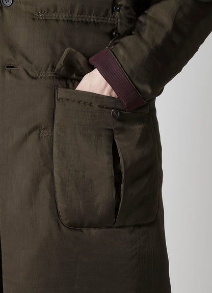 KHAKI CU TWILL 2 BUTTONS PADDED LONG JACKET