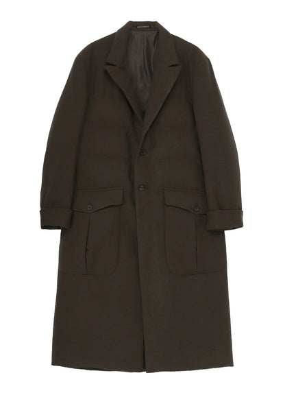 FLANNEL KHAKI 2BUTTONS PADDED LONG JACKET