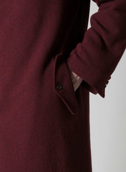 BURGUNDY WOOL BELT JACKET WITH LINER