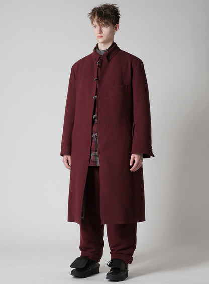 BURGUNDY WOOL BELT JACKET WITH LINER