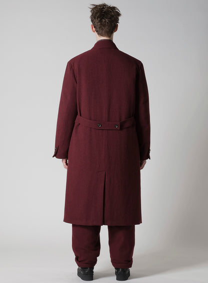BURGUNDY WOOL BELT JACKET WITH LINER