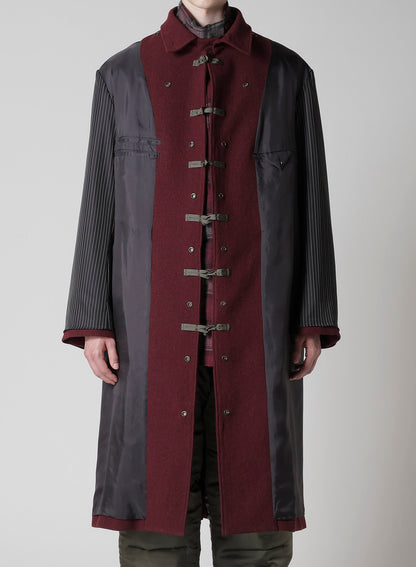 BURGUNDY WOOL BELT JACKET WITH LINER