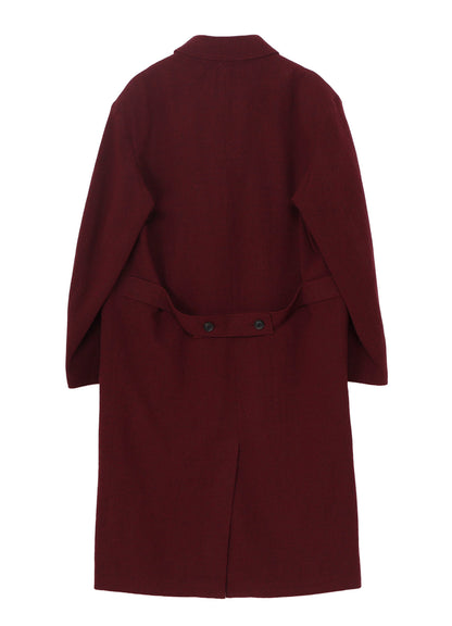 BURGUNDY WOOL BELT JACKET WITH LINER
