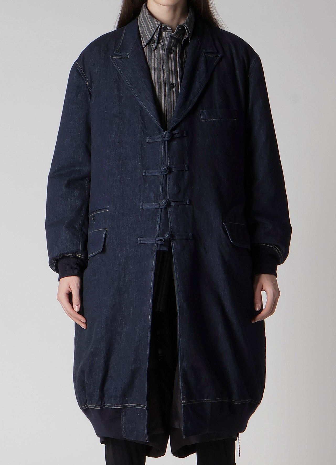 6OZ DENIM MAGIC WASH RIB COMBINATION PEAKED JACKET