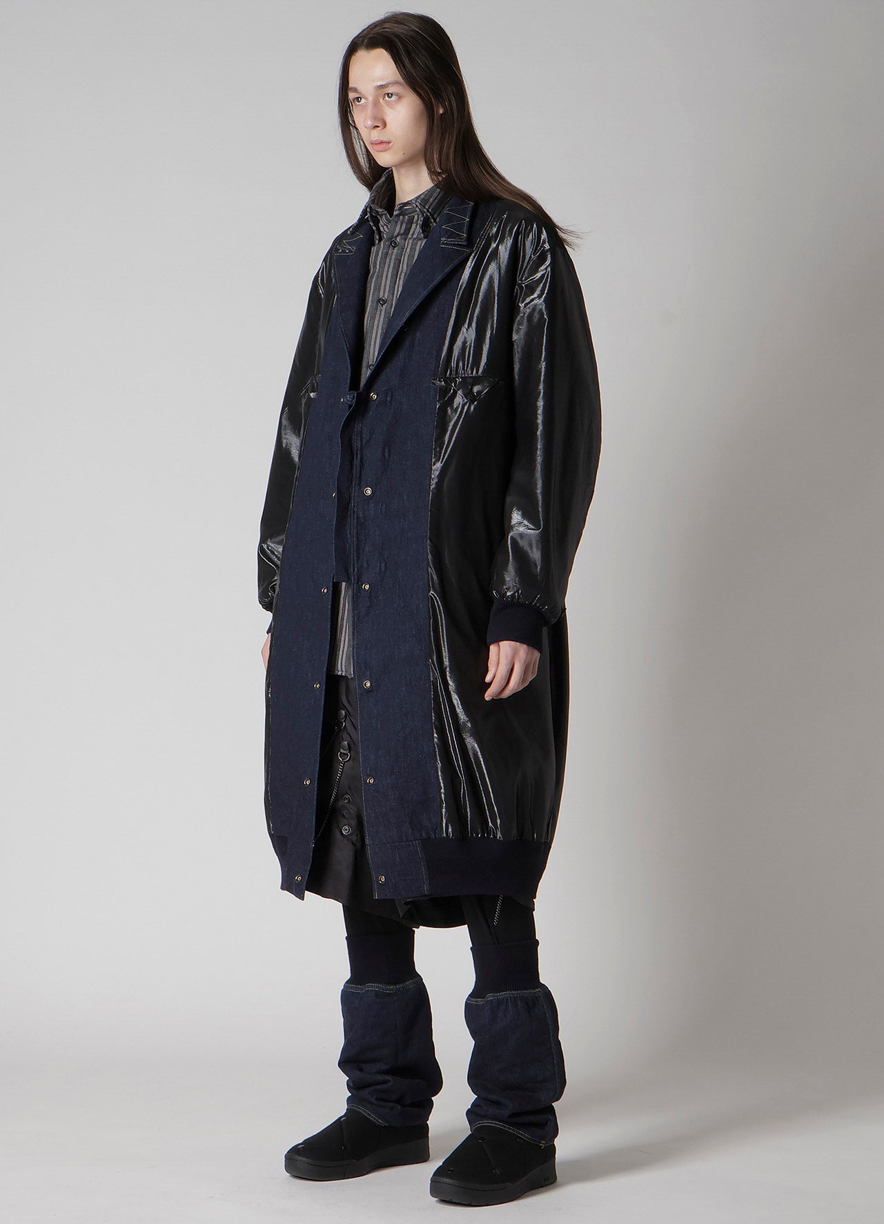 6OZ DENIM MAGIC WASH RIB COMBINATION PEAKED JACKET