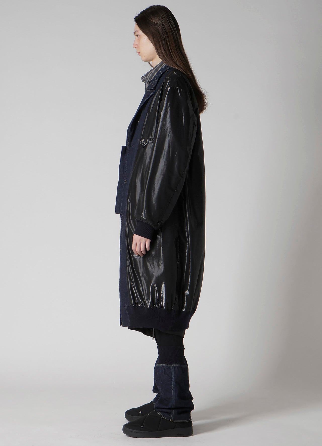 6OZ DENIM MAGIC WASH RIB COMBINATION PEAKED JACKET