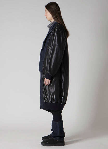 6OZ DENIM MAGIC WASH RIB COMBINATION PEAKED JACKET