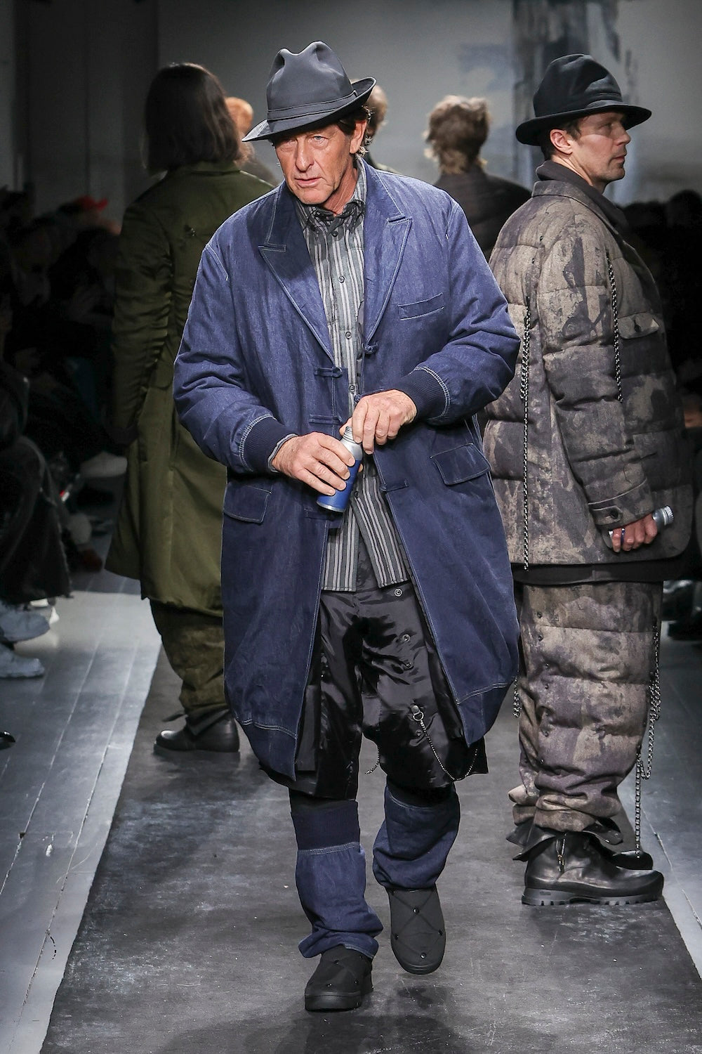 6OZ DENIM MAGIC WASH RIB COMBINATION PEAKED JACKET