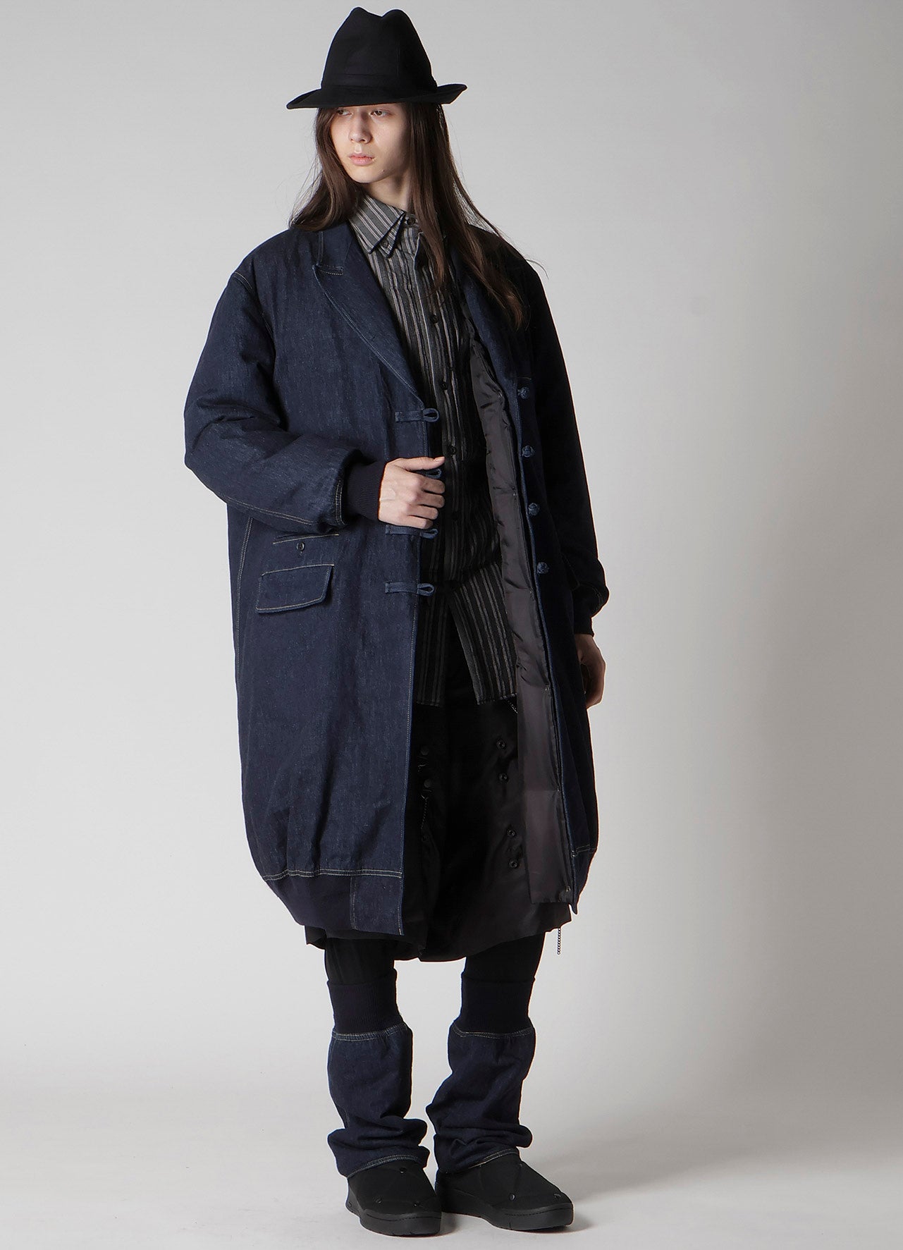 6OZ DENIM MAGIC WASH RIB COMBINATION PEAKED JACKET