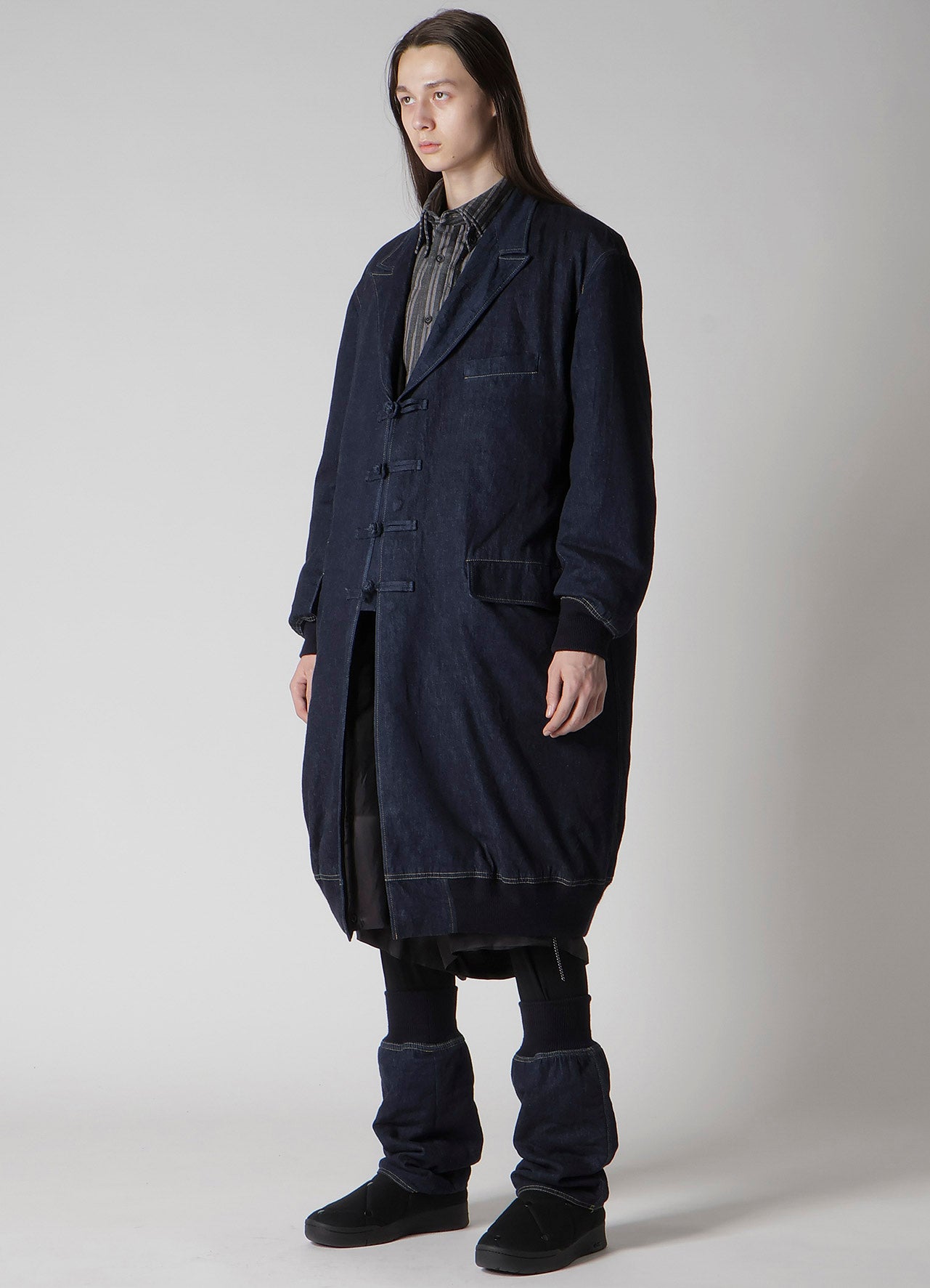 6OZ DENIM MAGIC WASH RIB COMBINATION PEAKED JACKET