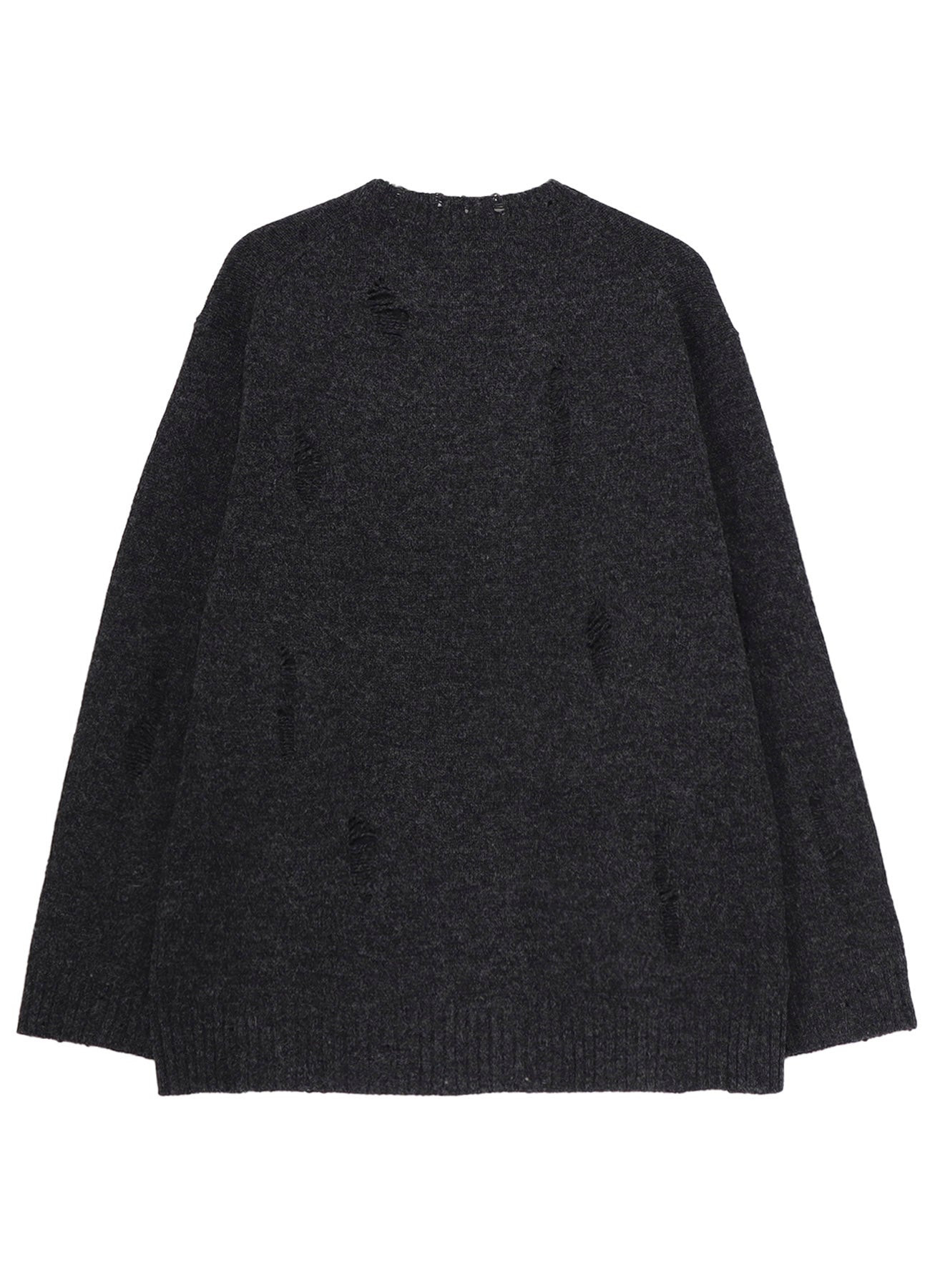 PLAIN STITCH CRASHED ROUND NECK PULLOVER