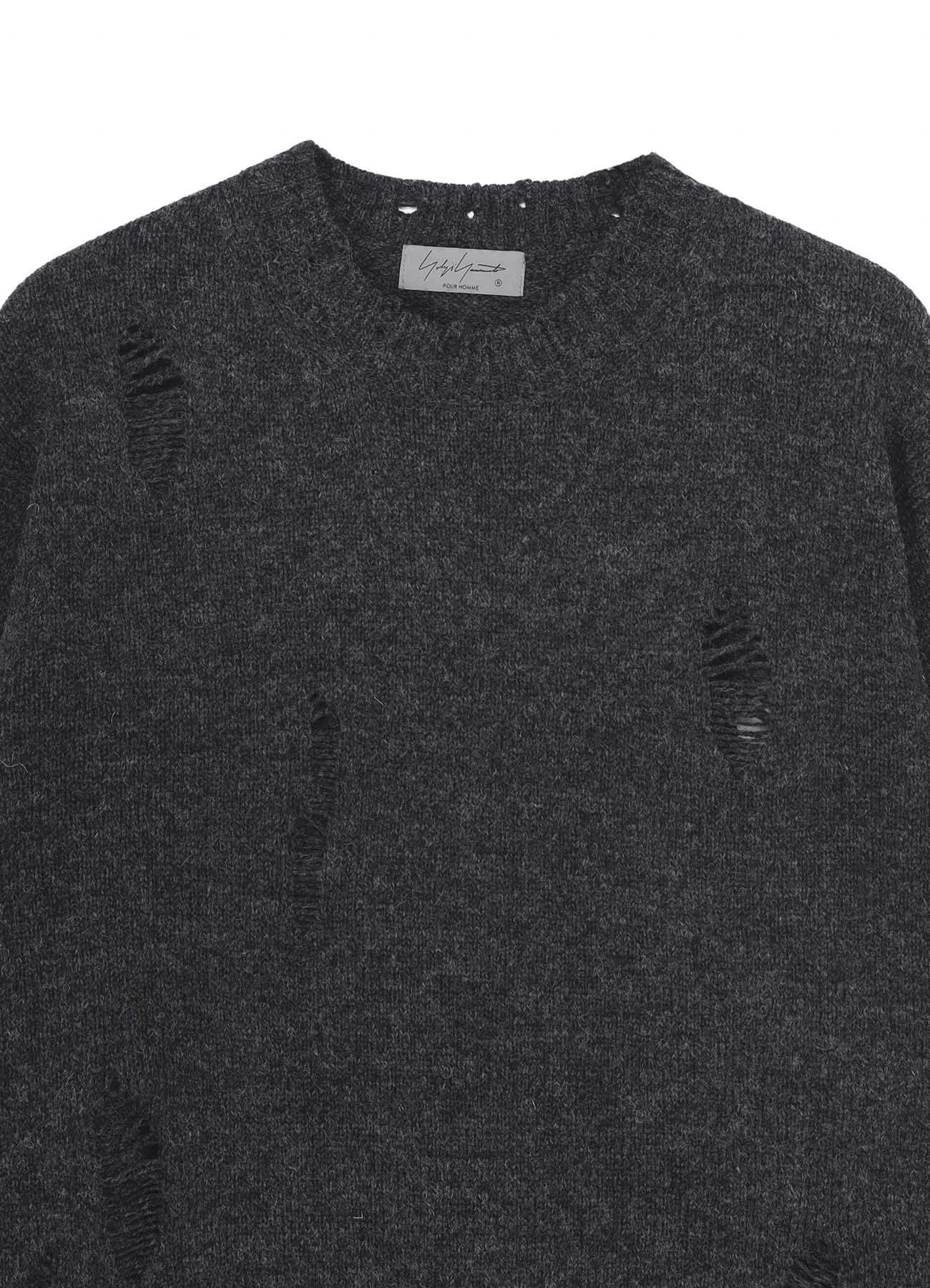 PLAIN STITCH CRASHED ROUND NECK PULLOVER