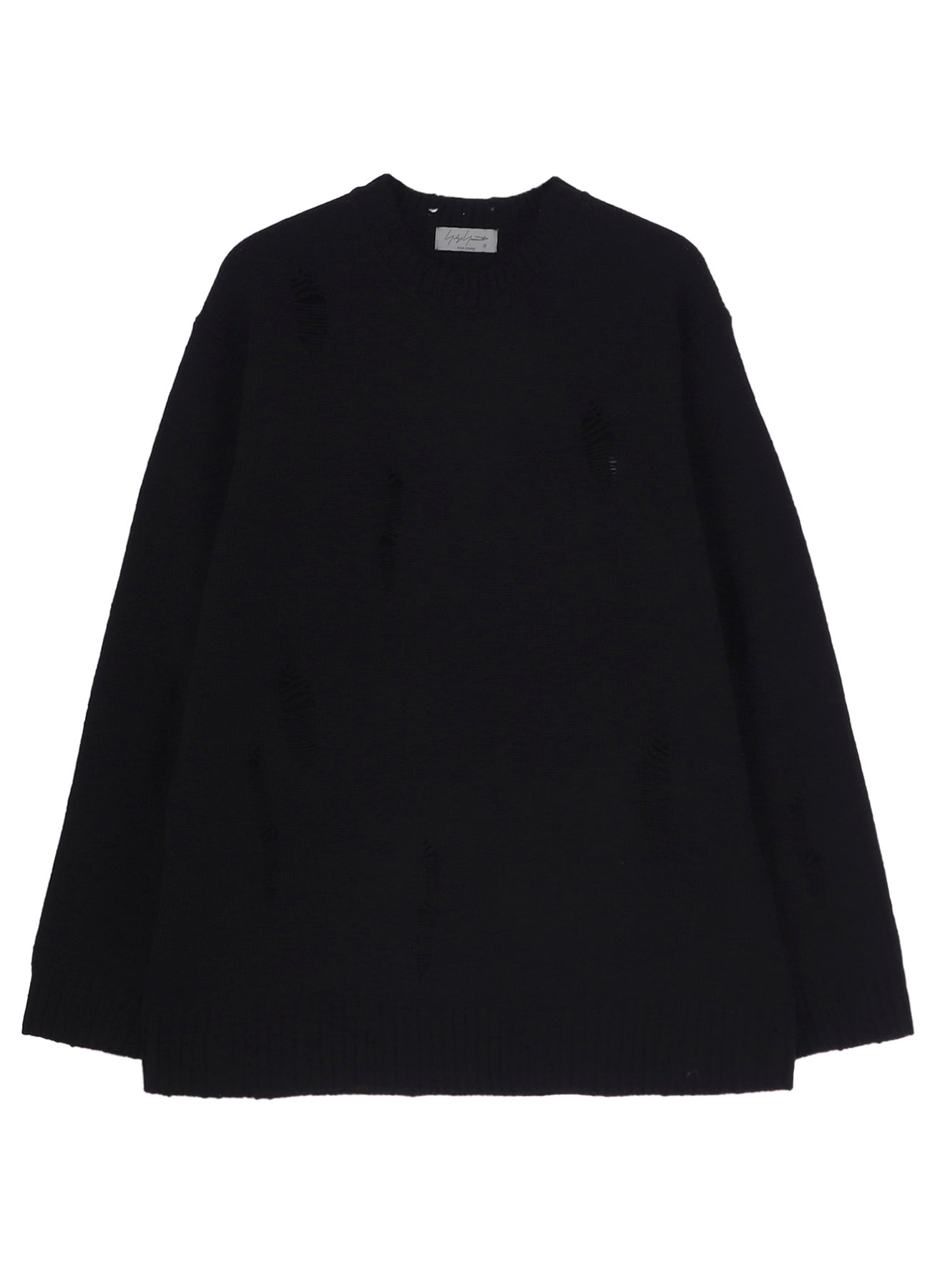 PLAIN STITCH CRASHED ROUND NECK PULLOVER
