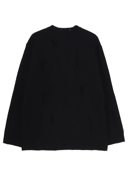 PLAIN STITCH CRASHED ROUND NECK PULLOVER