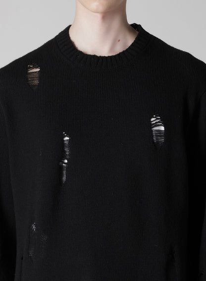 PLAIN STITCH CRASHED ROUND NECK PULLOVER
