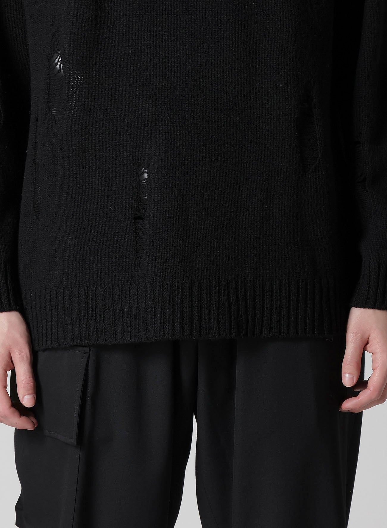 PLAIN STITCH CRASHED ROUND NECK PULLOVER