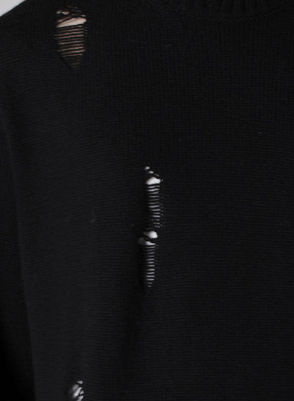 PLAIN STITCH CRASHED ROUND NECK PULLOVER