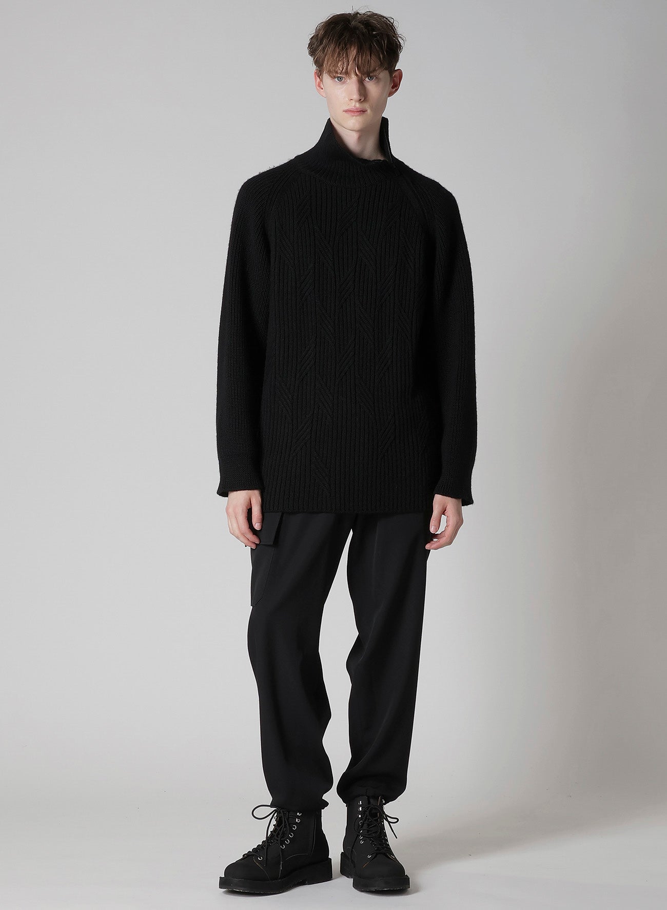 5G1P CABLE+CARDIGAN STITCH SIDE ZIP HIGN NECK PO – THE SHOP YOHJI