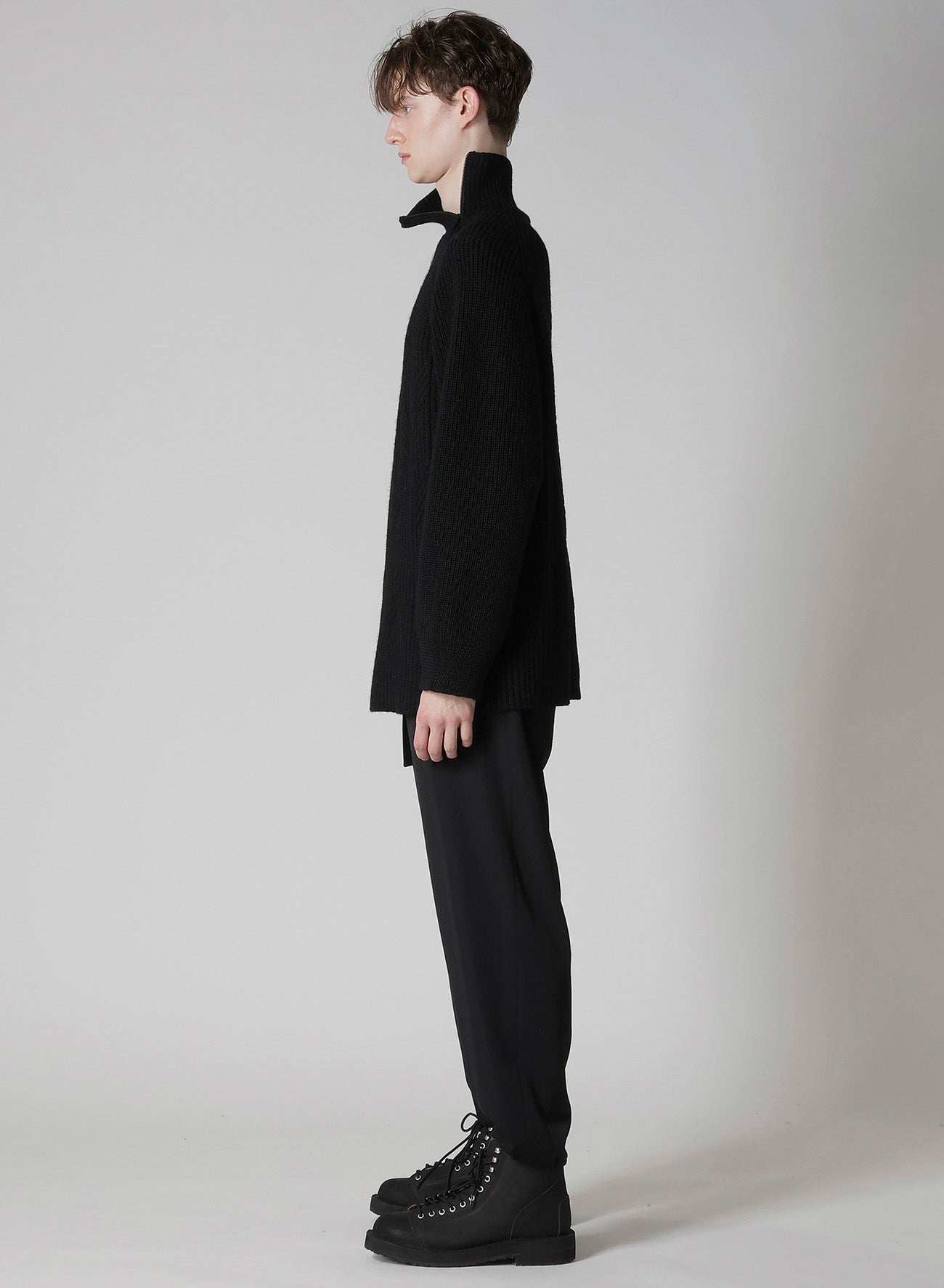 5G1P CABLE+CARDIGAN STITCH SIDE ZIP HIGN NECK PO – THE SHOP YOHJI