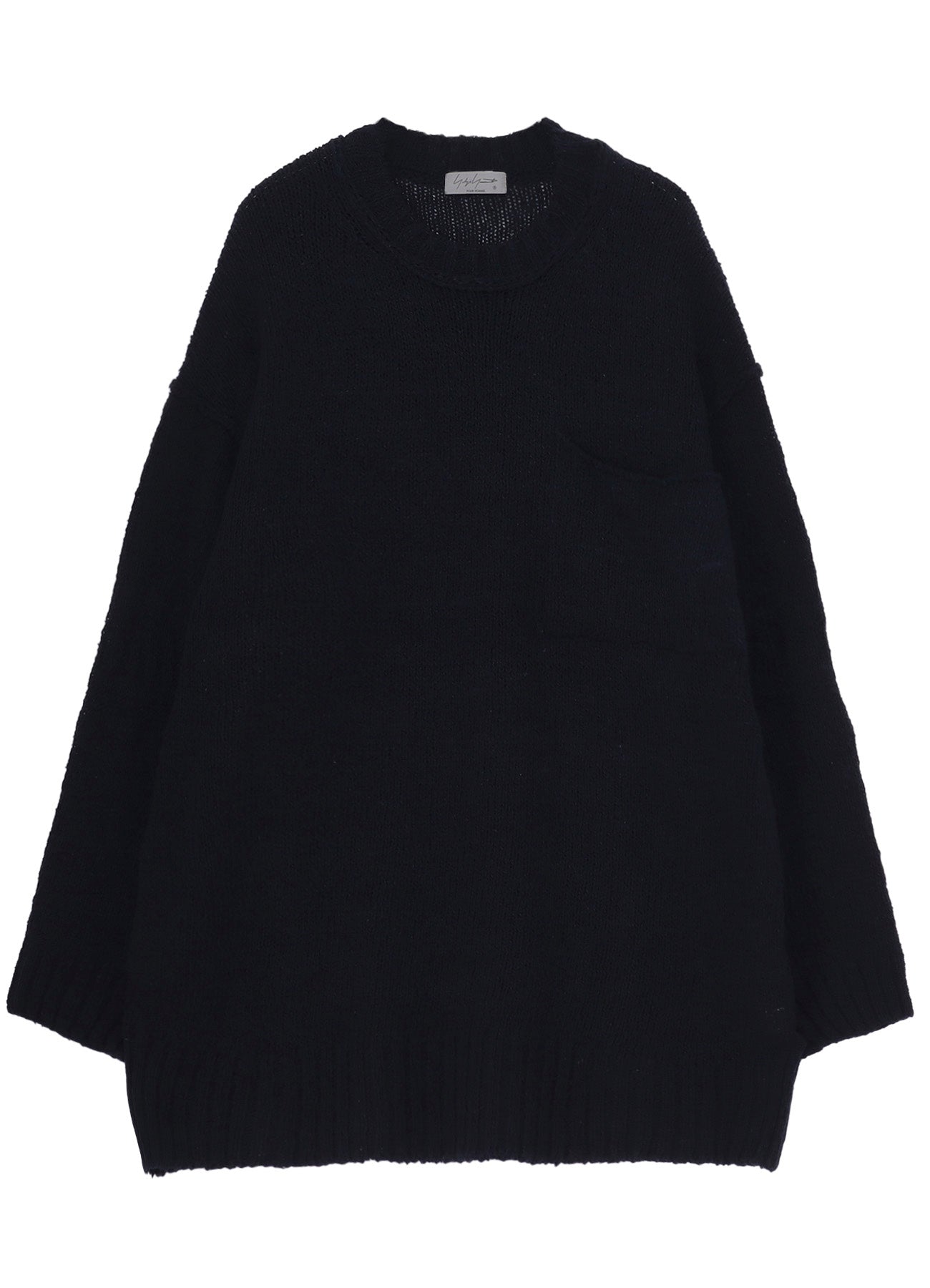 PLAIN STITCH POCKET ROUND NECK PULLOVER
