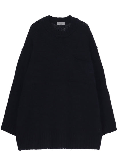 PLAIN STITCH POCKET ROUND NECK PULLOVER