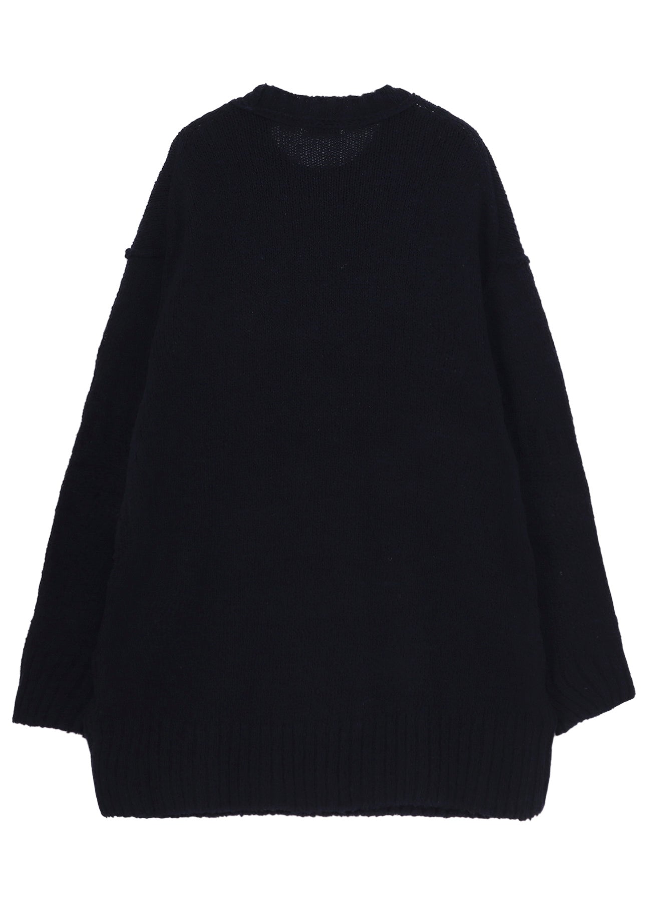 PLAIN STITCH POCKET ROUND NECK PULLOVER