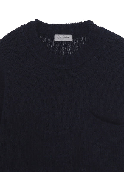 PLAIN STITCH POCKET ROUND NECK PULLOVER