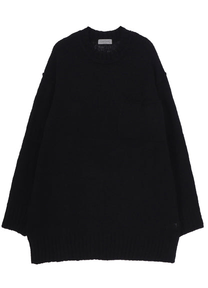 PLAIN STITCH POCKET ROUND NECK PULLOVER