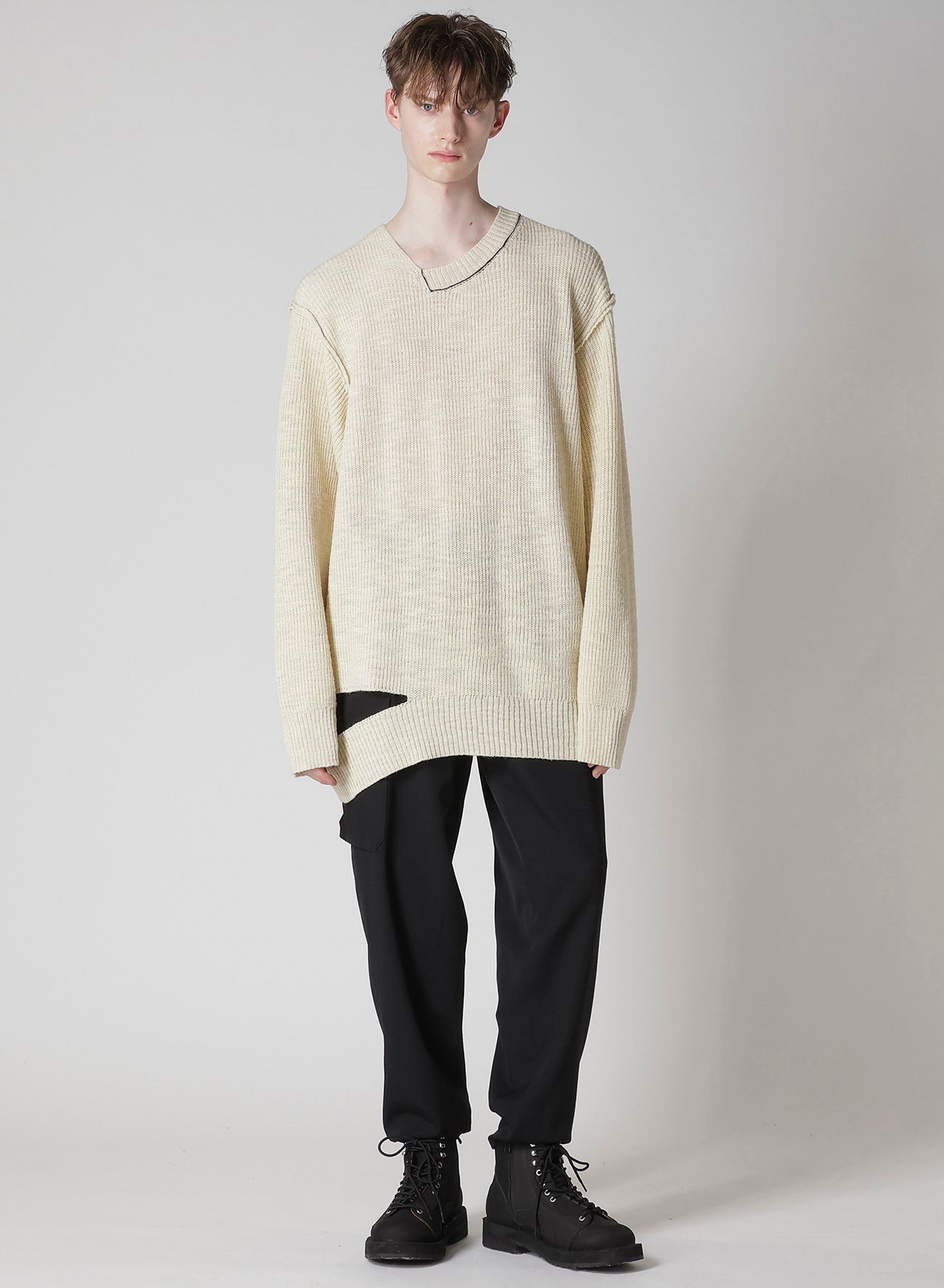 HALF CARDIGAN ASYMMETRY NECKLINE PO