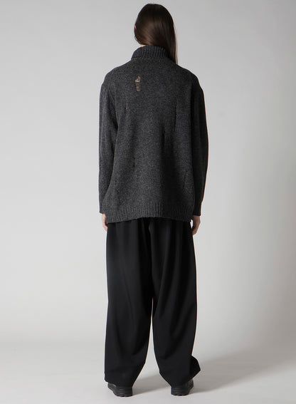 PLAIN STITCH CRASHED HIGH NECK CARDIGAN