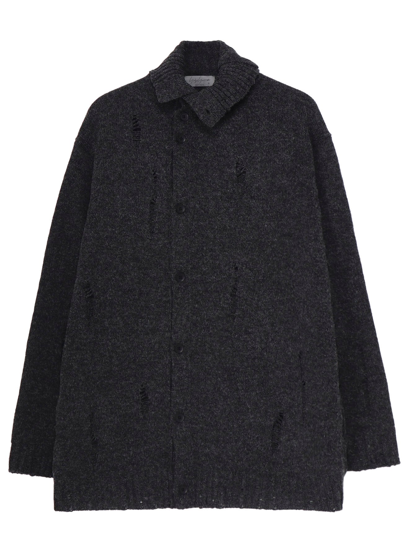 PLAIN STITCH CRASHED HIGH NECK CARDIGAN