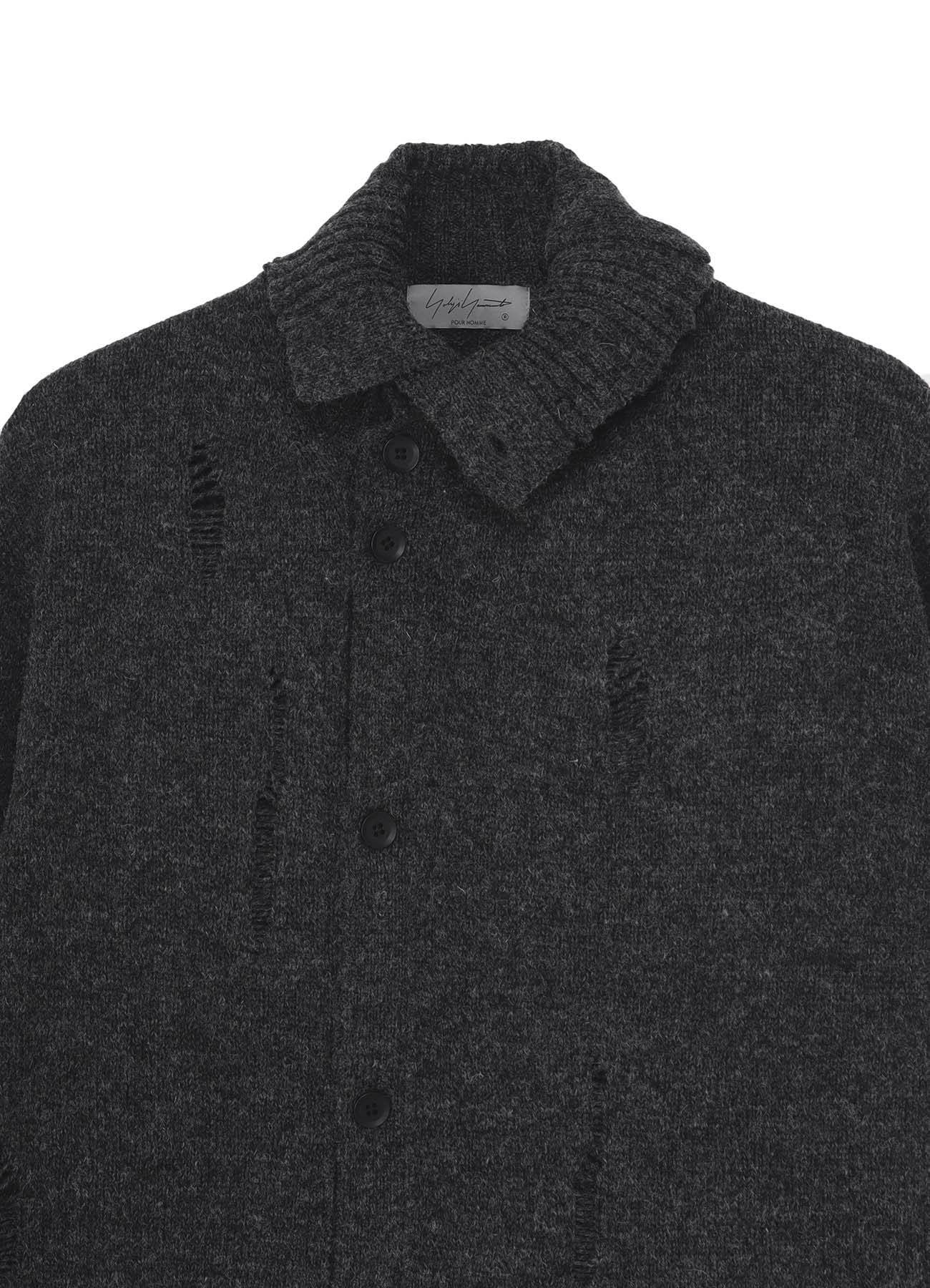 PLAIN STITCH CRASHED HIGH NECK CARDIGAN