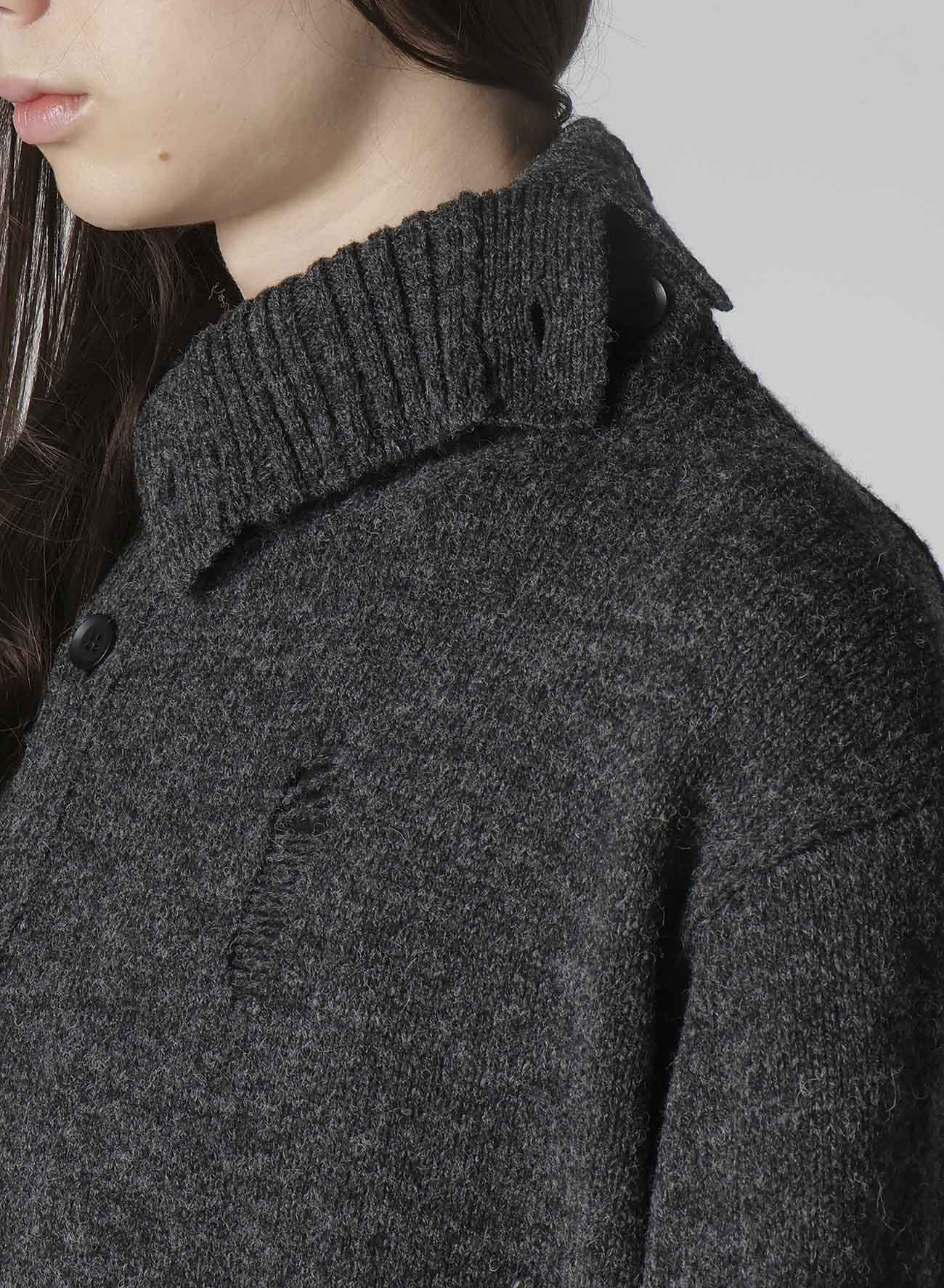 PLAIN STITCH CRASHED HIGH NECK CARDIGAN