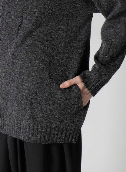 PLAIN STITCH CRASHED HIGH NECK CARDIGAN
